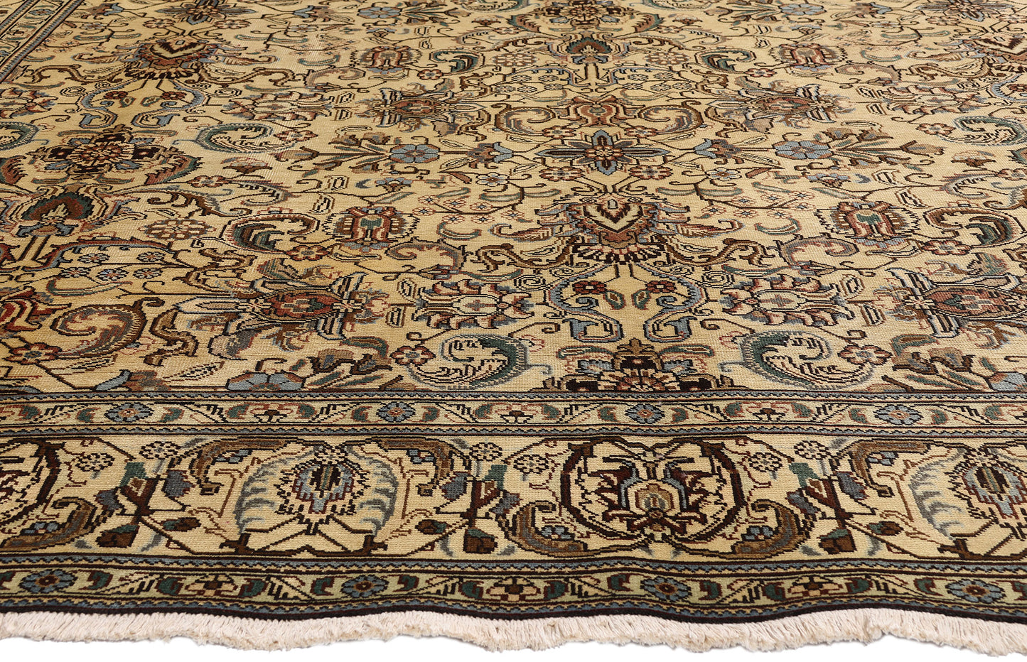 10 x 13 - Brown Vintage Persian Tabriz Rug - 76473