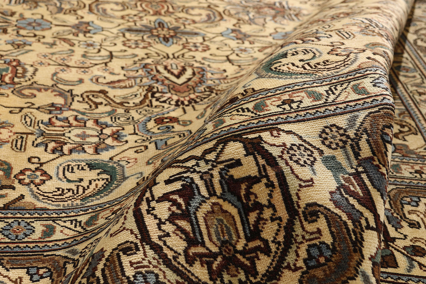 10 x 13 - Brown Vintage Persian Tabriz Rug - 76473