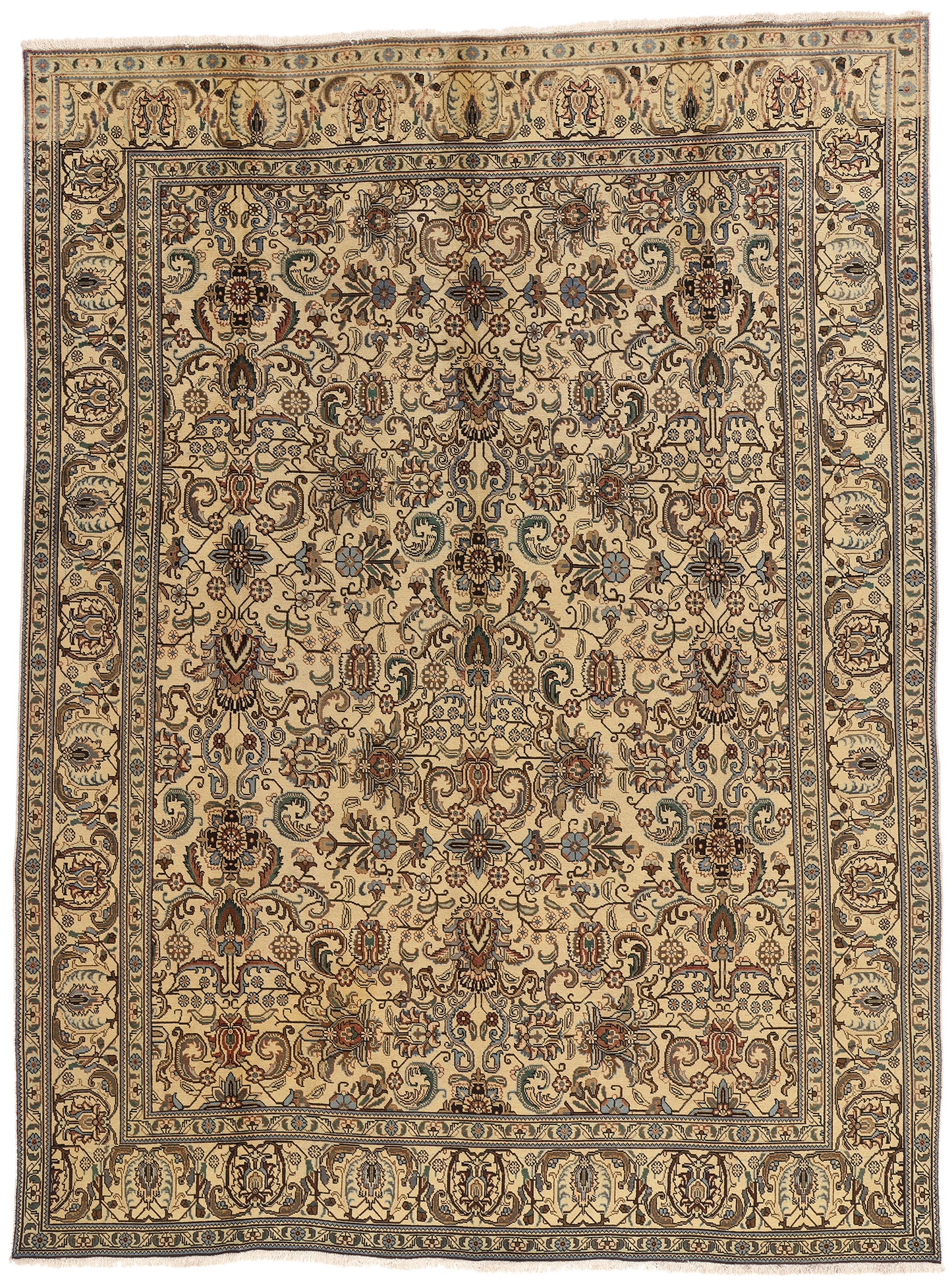 10 x 13 - Brown Vintage Persian Tabriz Rug - 76473