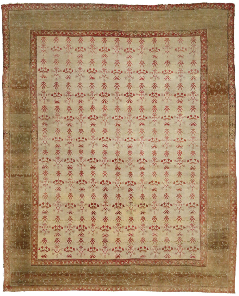 13 x 16 - Beige Antique Indian Agra Rug - 76679
