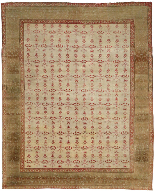 13 x 16 - Beige Antique Indian Agra Rug - 76679