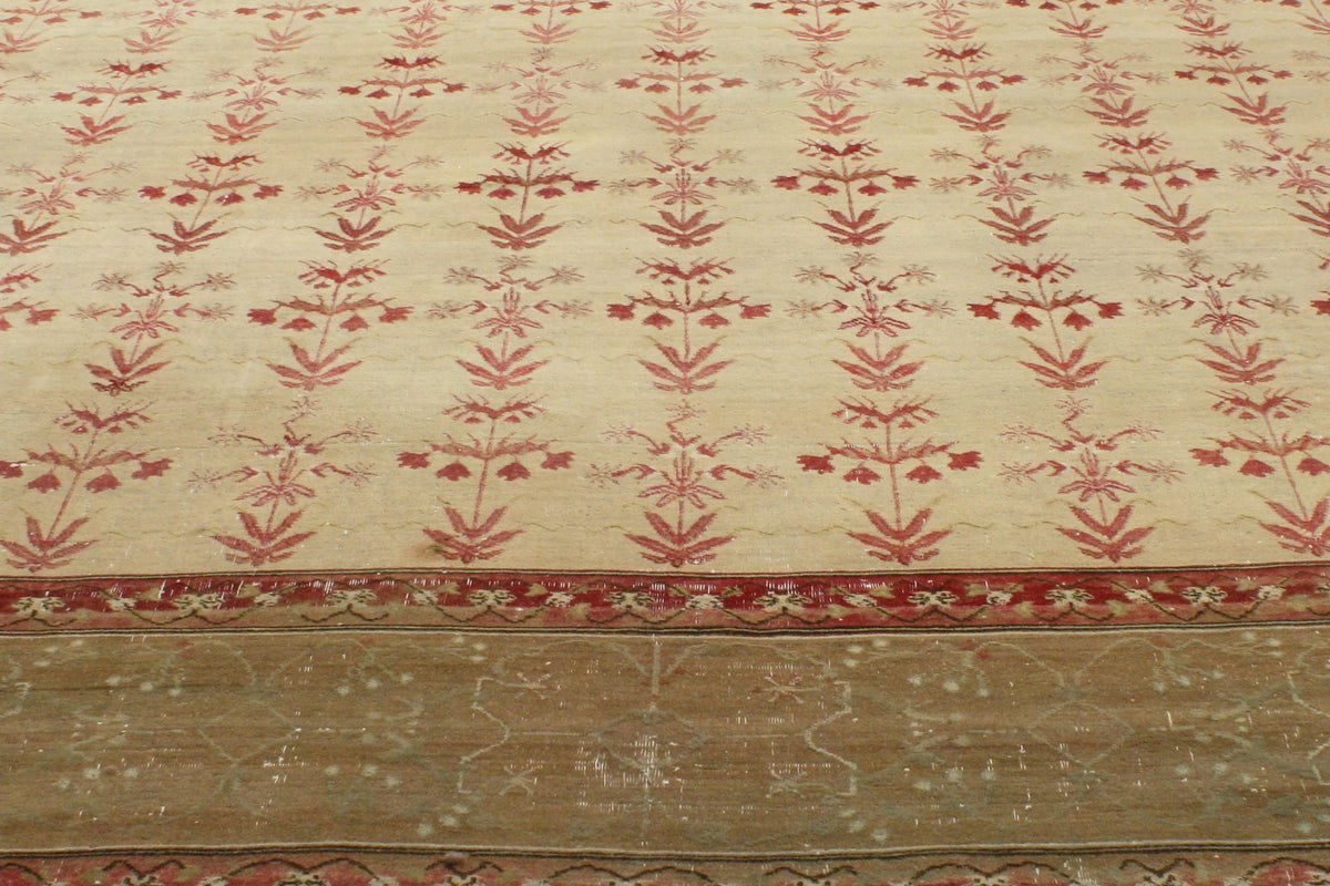 13 x 16 - Beige Antique Indian Agra Rug - 76679