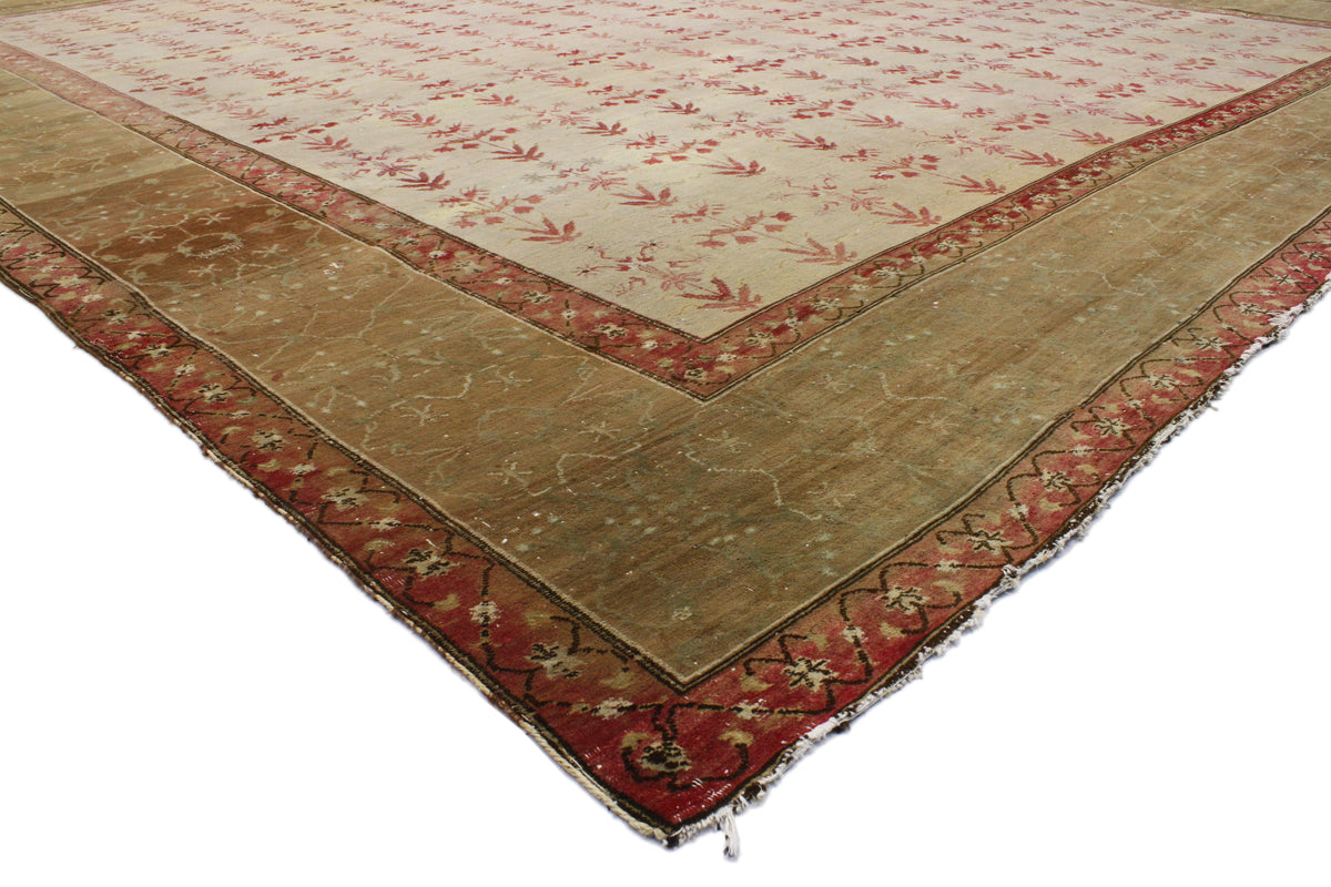 13 x 16 - Beige Antique Indian Agra Rug - 76679