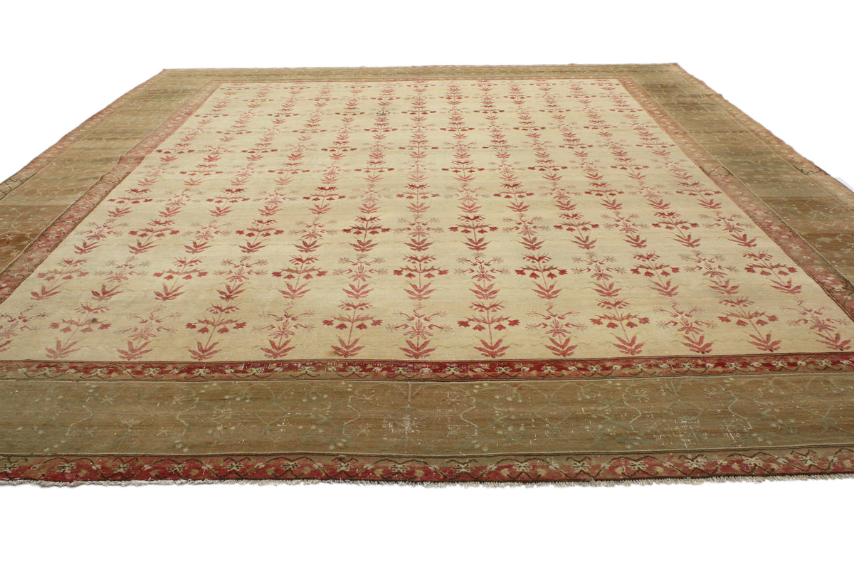 13 x 16 - Beige Antique Indian Agra Rug - 76679