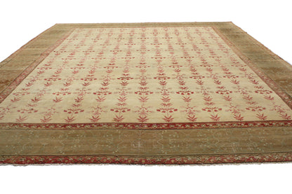 13 x 16 - Beige Antique Indian Agra Rug - 76679