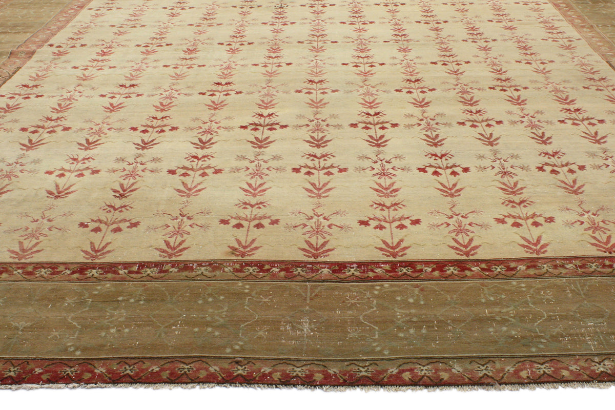 13 x 16 - Beige Antique Indian Agra Rug - 76679