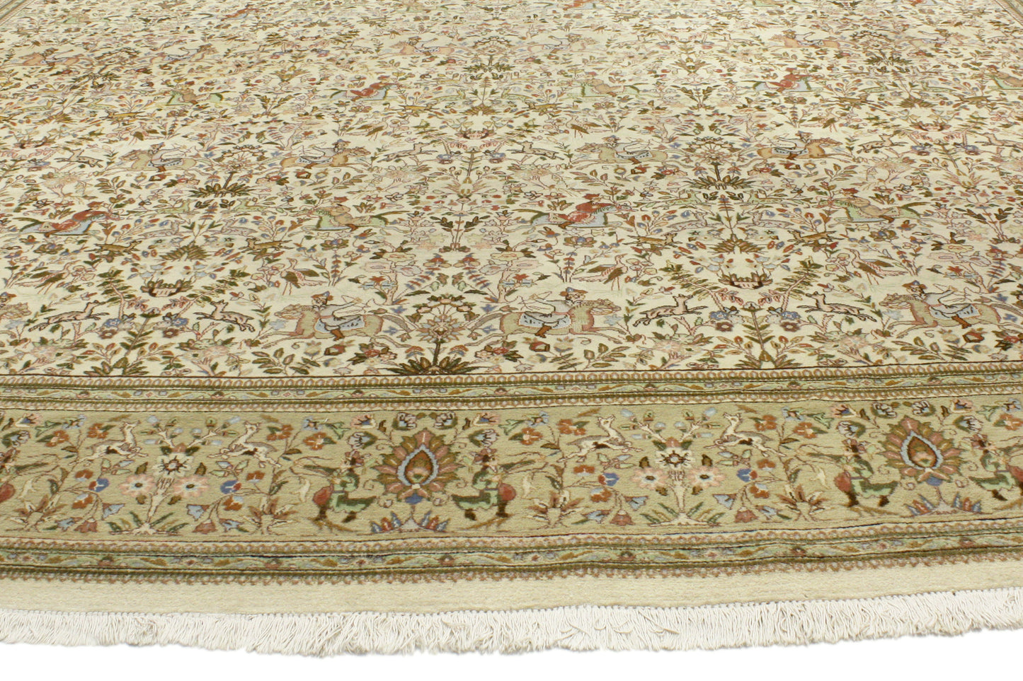 15 x 22 - Beige Vintage Persian Tabriz Rug - 76680