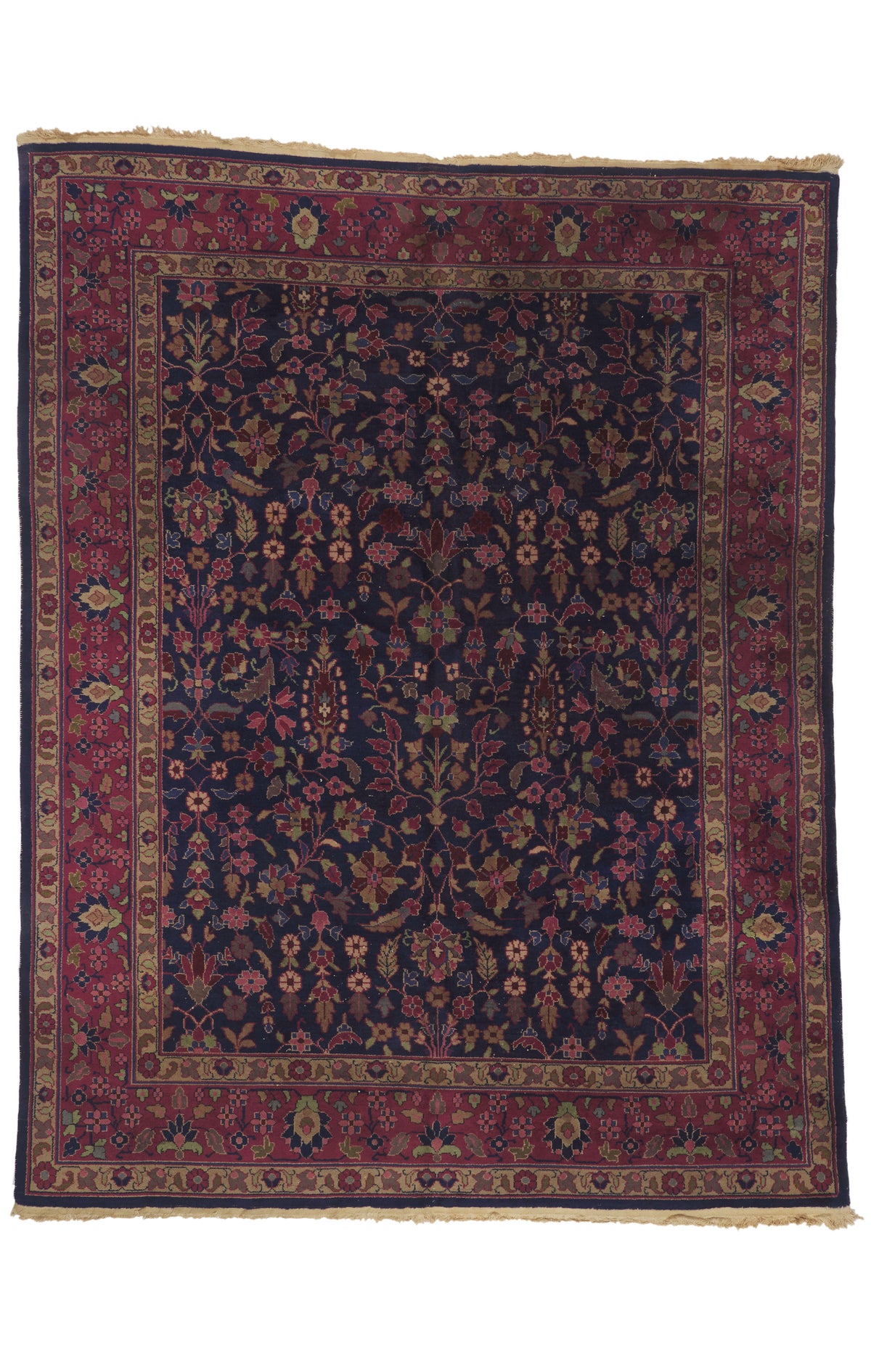 8 x 10 - Navy Blue Antique Indian Kashan Rug - 76739