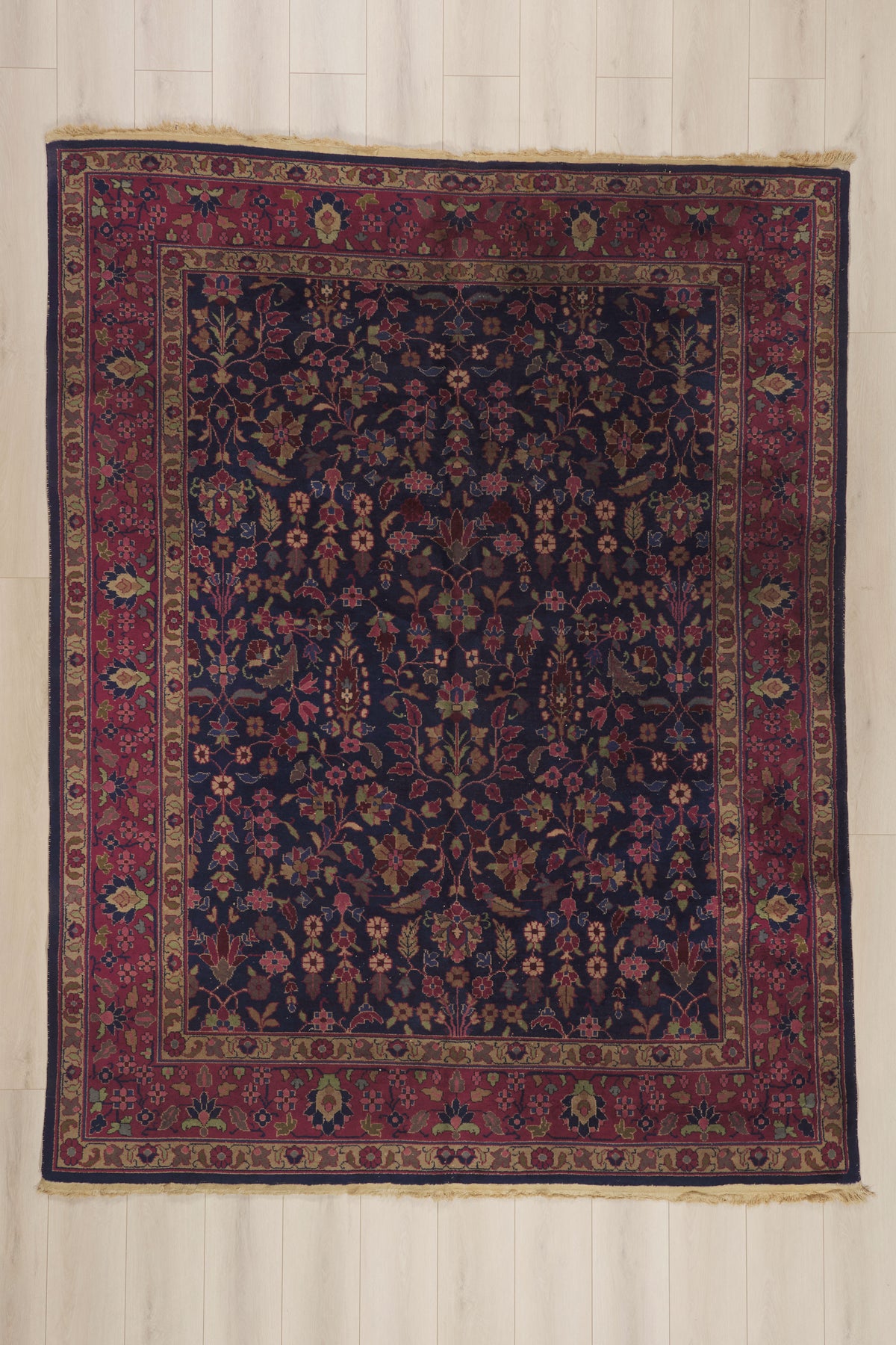 8 x 10 - Navy Blue Antique Indian Kashan Rug - 76739