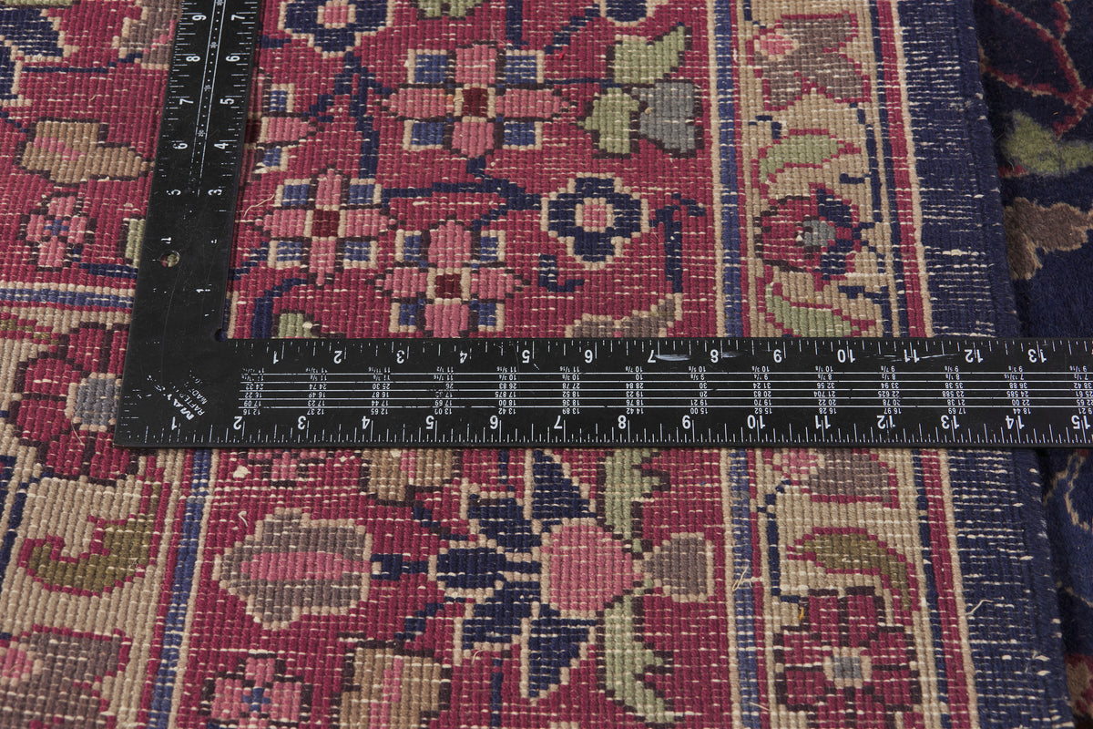 8 x 10 - Navy Blue Antique Indian Kashan Rug - 76739