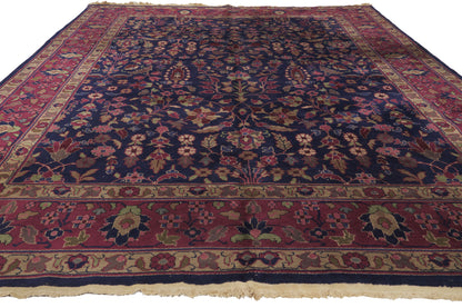 8 x 10 - Navy Blue Antique Indian Kashan Rug - 76739