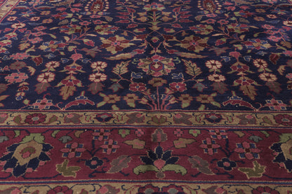 8 x 10 - Navy Blue Antique Indian Kashan Rug - 76739