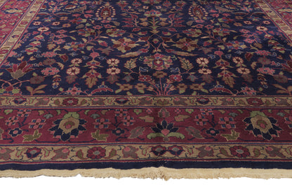 8 x 10 - Navy Blue Antique Indian Kashan Rug - 76739
