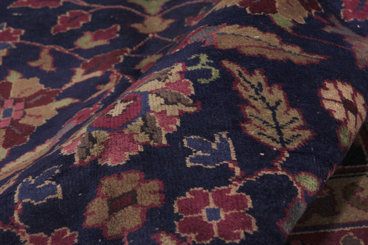8 x 10 - Navy Blue Antique Indian Kashan Rug - 76739