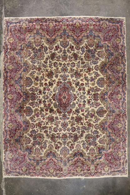 12 x 16 - Beige Antique Persian Kerman Rug - 76758
