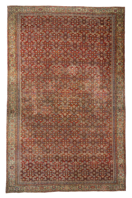 16 x 25 - Rust Antique Persian Farahan Rug - 76763