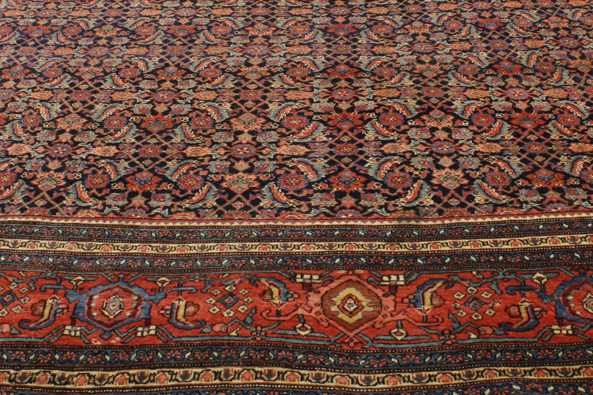 13 x 23 - Navy Blue Antique Persian Bijar Rug - 76785