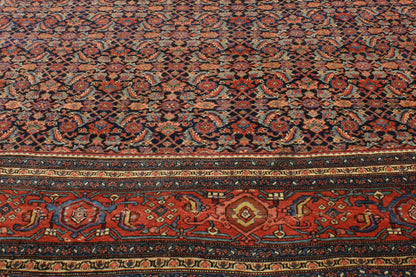 13 x 23 - Navy Blue Antique Persian Bijar Rug - 76785