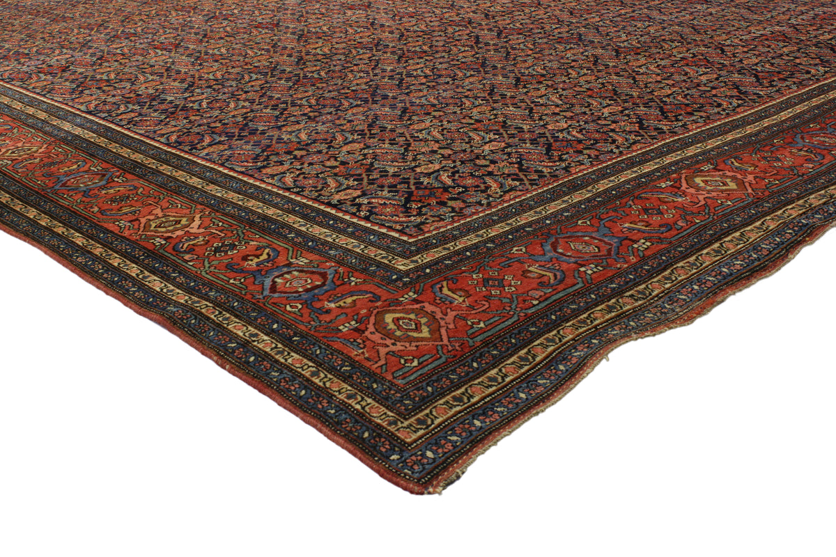 13 x 23 - Navy Blue Antique Persian Bijar Rug - 76785