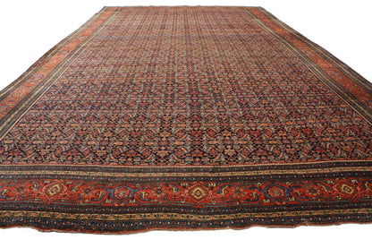 13 x 23 - Navy Blue Antique Persian Bijar Rug - 76785