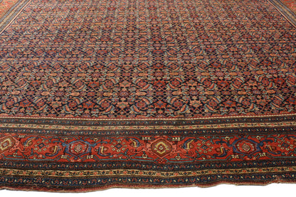 13 x 23 - Navy Blue Antique Persian Bijar Rug - 76785