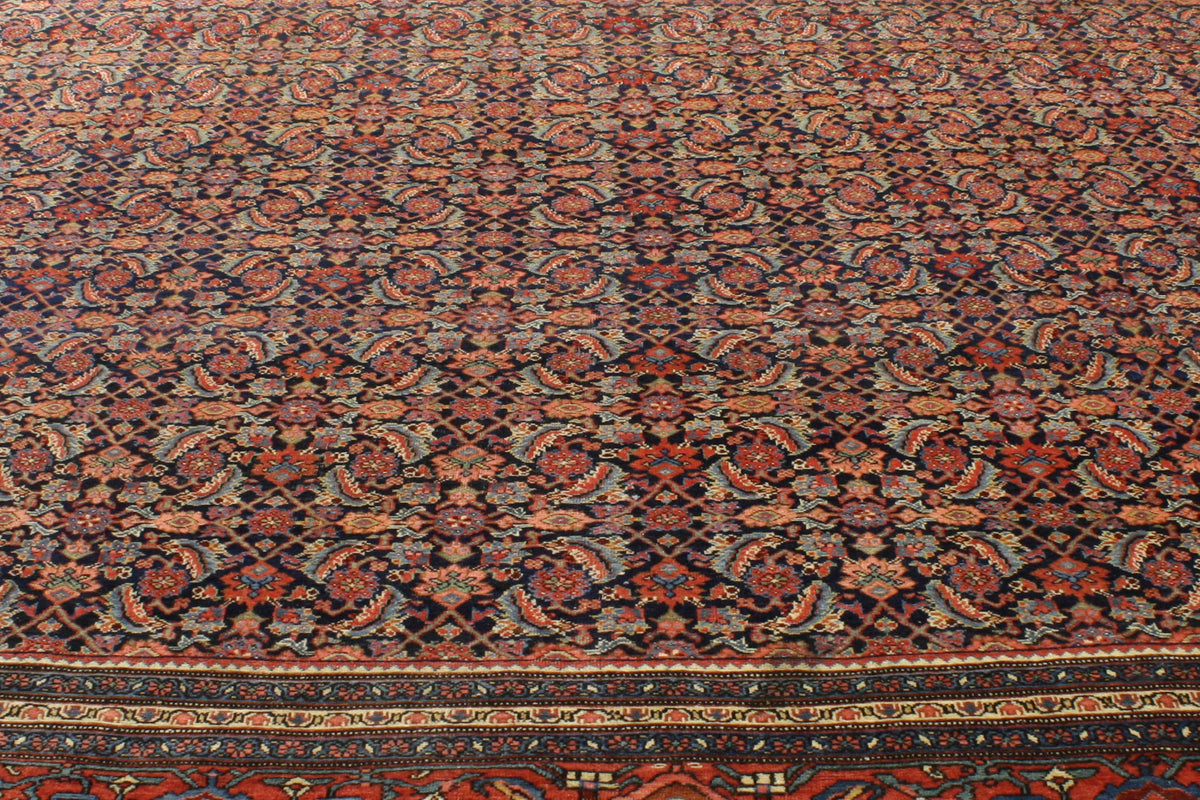 13 x 23 - Navy Blue Antique Persian Bijar Rug - 76785
