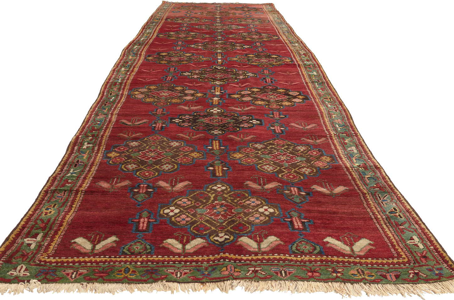 5 x 15 - Red Antique Caucasian Karabakh Rug - 76832