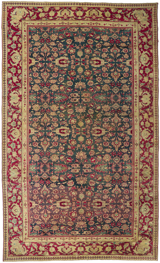 9 x 15 - Teal Antique Indian Agra Rug - 76839