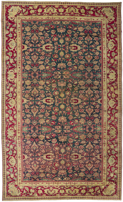 9 x 15 - Teal Antique Indian Agra Rug - 76839