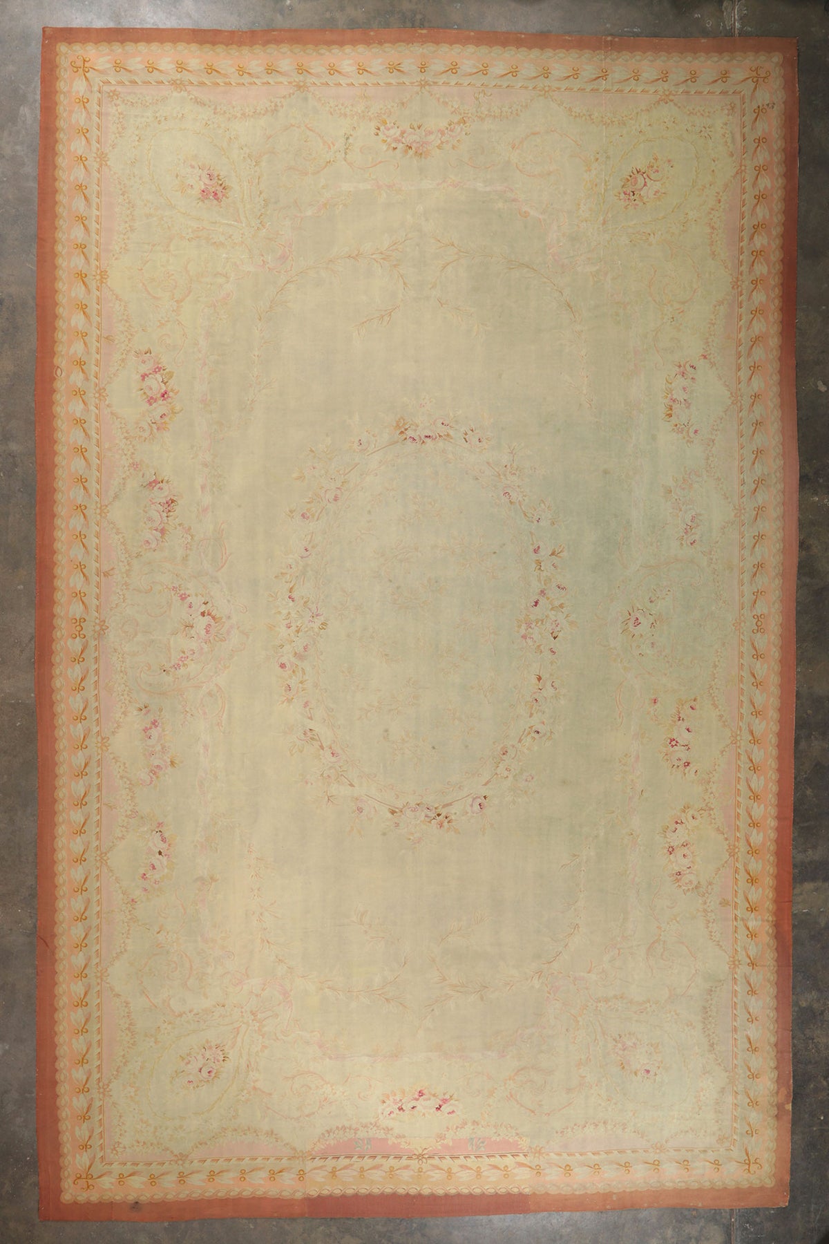 14 x 21 - Beige Antique French Aubusson Rug - 76845