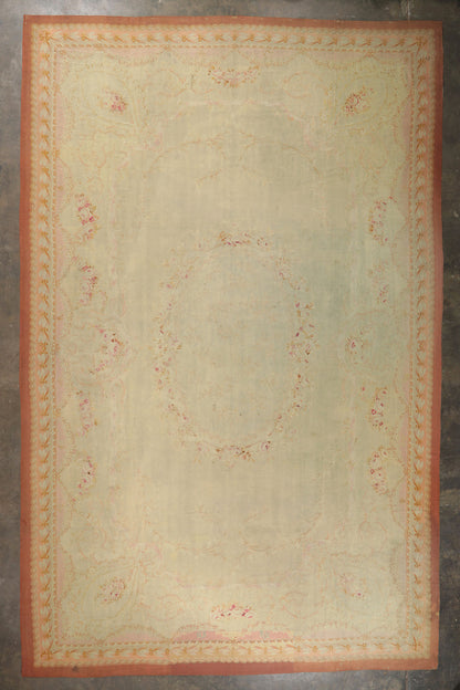 14 x 21 - Beige Antique French Aubusson Rug - 76845
