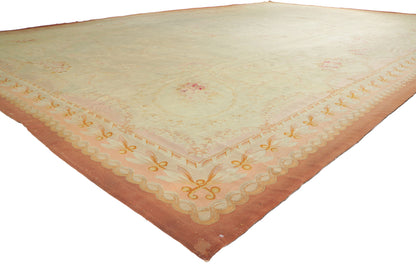 14 x 21 - Beige Antique French Aubusson Rug - 76845