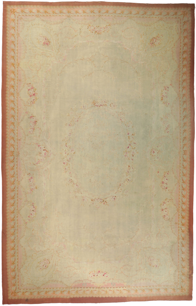 14 x 21 - Beige Antique French Aubusson Rug - 76845