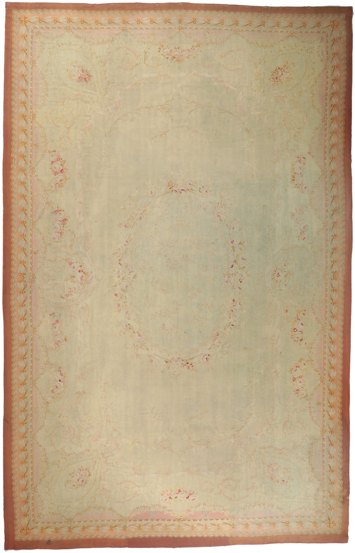 14 x 21 - Beige Antique French Aubusson Rug - 76845