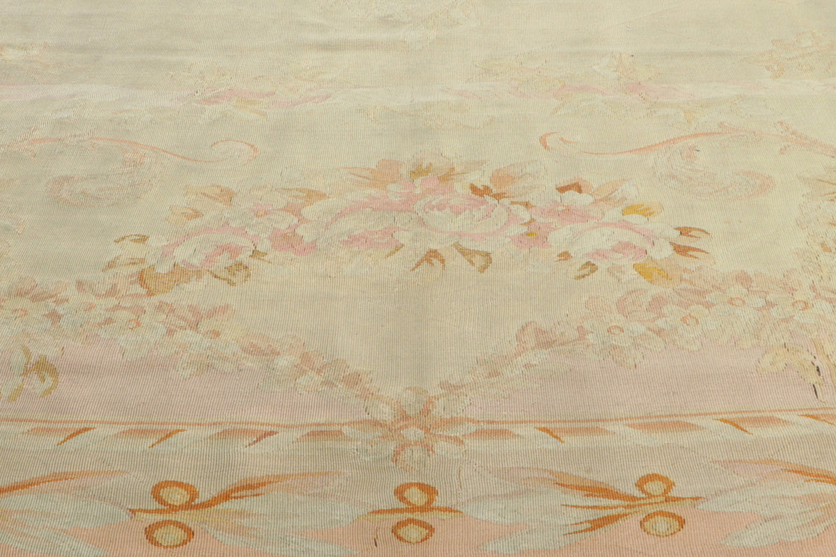 14 x 21 - Beige Antique French Aubusson Rug - 76845