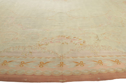 14 x 21 - Beige Antique French Aubusson Rug - 76845