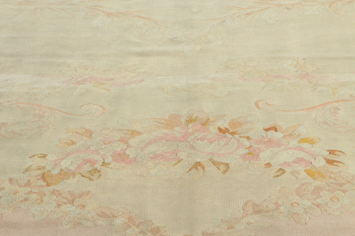 14 x 21 - Beige Antique French Aubusson Rug - 76845