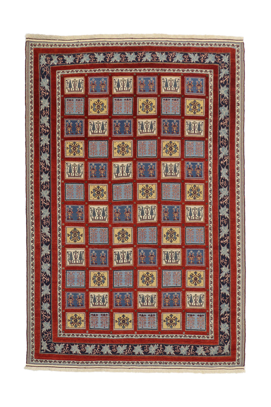 7 x 10 - Red Vintage Indian Gabbeh Rug - 77006