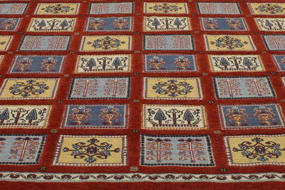 7 x 10 - Red Vintage Indian Gabbeh Rug - 77006