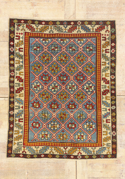 3 x 4 - Blue Antique Caucasian Shirvan Rug - 77146