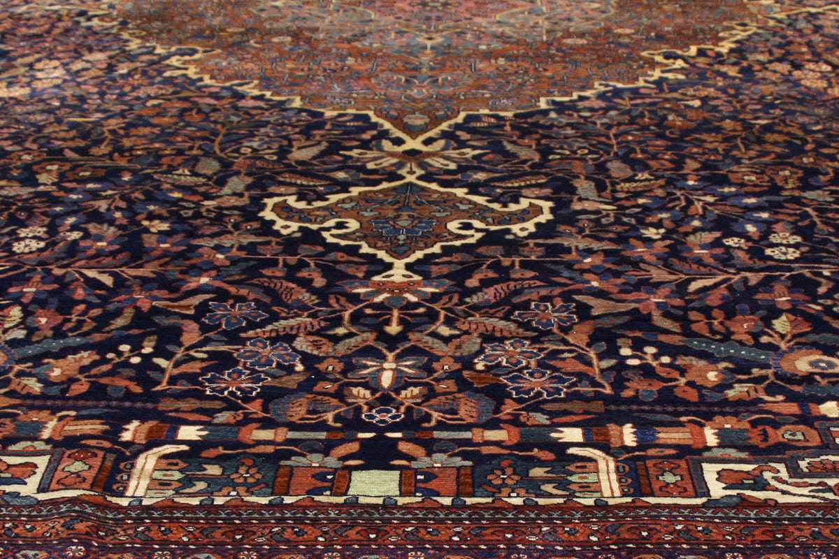 14 x 20 - Navy Blue Antique Persian Farahan Rug - 77179