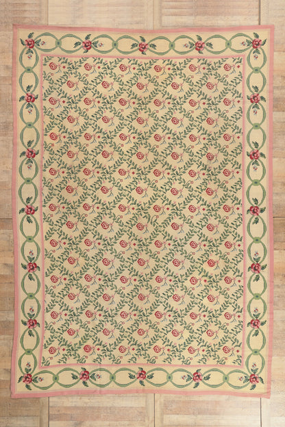 10 x 14 - Beige Vintage Chinese Needlepoint Rug - 77205