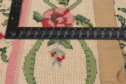 10 x 14 - Beige Vintage Chinese Needlepoint Rug - 77205