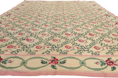 10 x 14 - Beige Vintage Chinese Needlepoint Rug - 77205