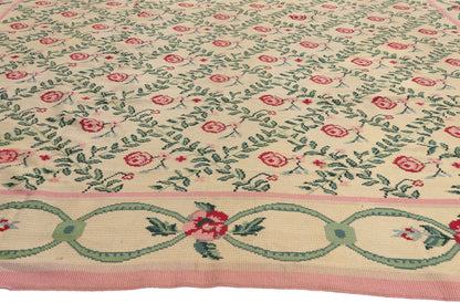 10 x 14 - Beige Vintage Chinese Needlepoint Rug - 77205