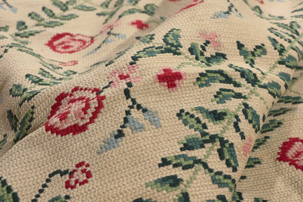 10 x 14 - Beige Vintage Chinese Needlepoint Rug - 77205