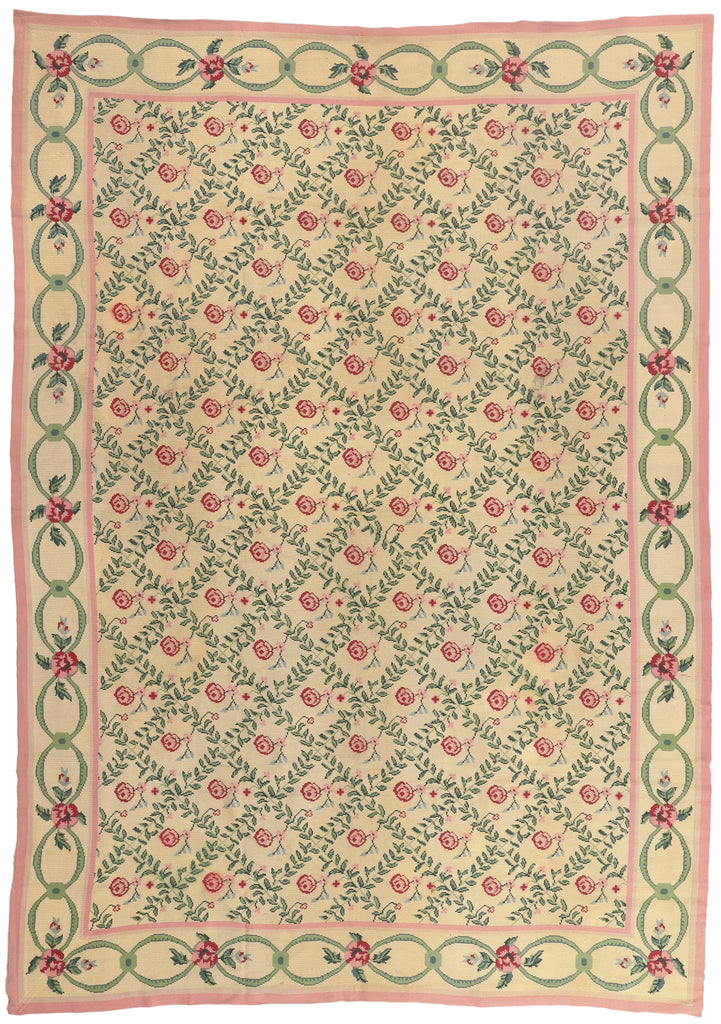 10 x 14 - Beige Vintage Chinese Needlepoint Rug - 77205