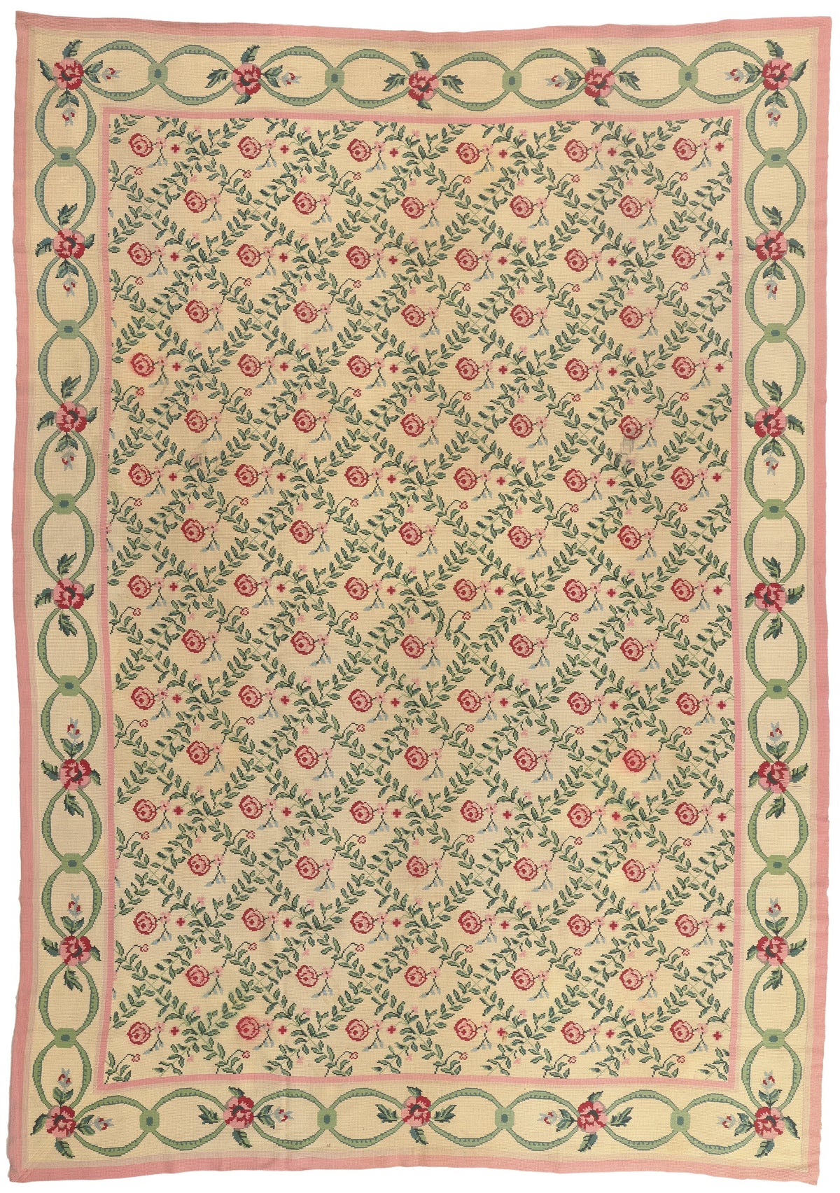 10 x 14 - Beige Vintage Chinese Needlepoint Rug - 77205
