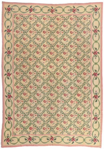 10 x 14 - Beige Vintage Chinese Needlepoint Rug - 77205