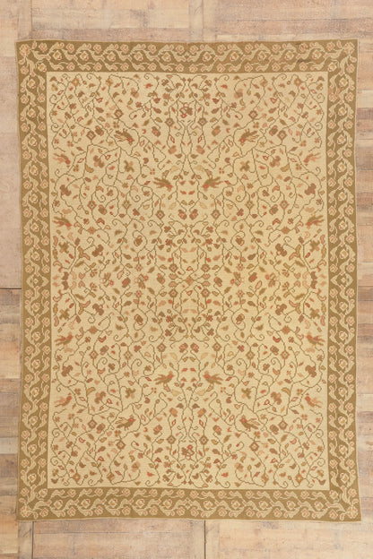 8 x 11 - Beige Antique Portugese Needelpoint Rug - 77210